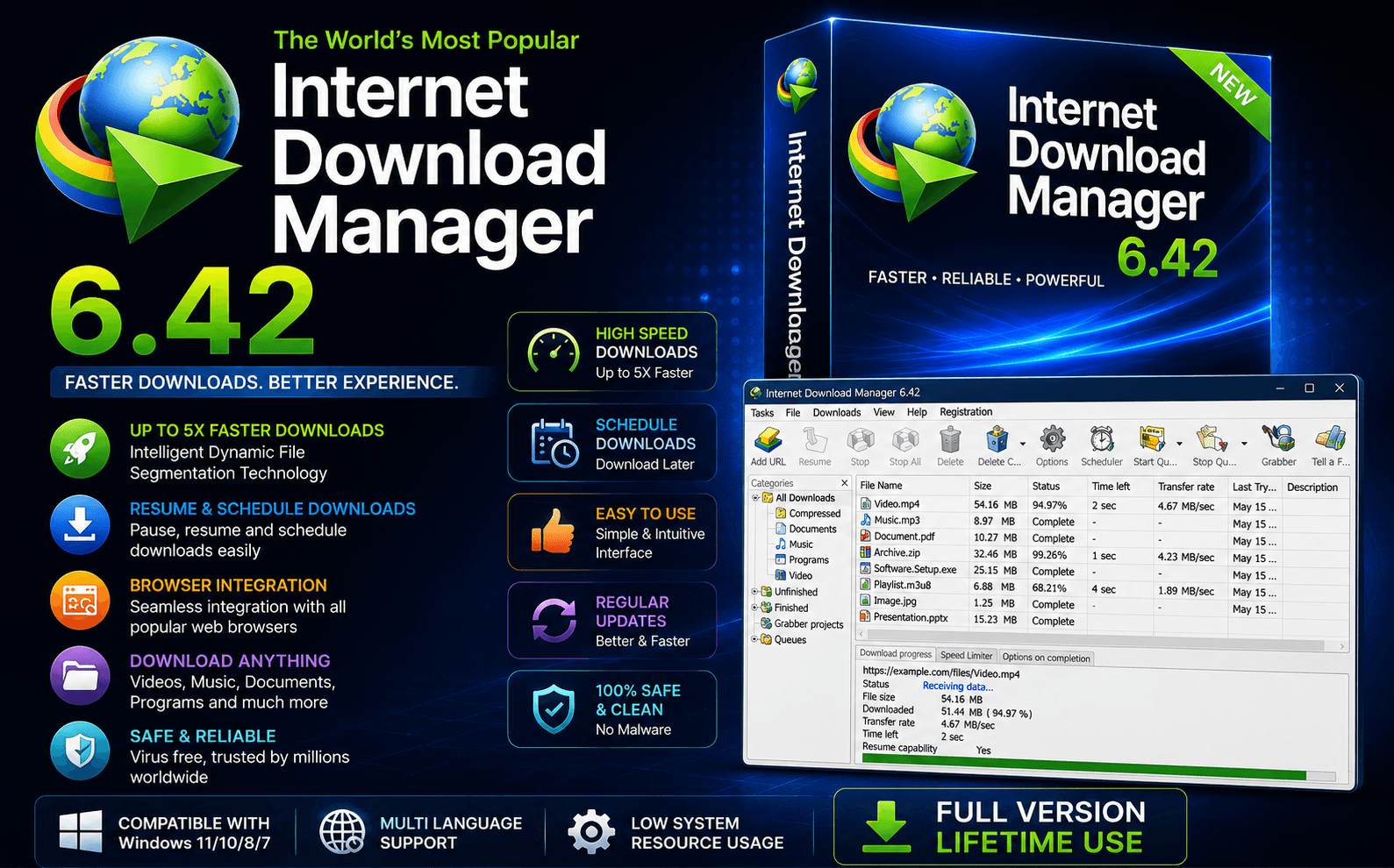 Preview image for Internet Download Manager 6.42 build 56 incl Patch.rar